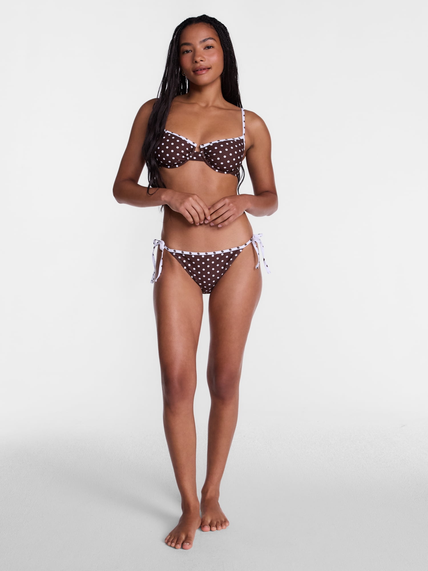 No Boundaries Reversible Polka Dot Side Tie Bikini Bottoms, Women's XXS-XXL