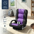 thumbnail image 4 of Best Choice Products 360-Degree Swivel Gaming Floor Chair w/ Armrest Handles, Foldable Adjustable Backrest - Black/Purple, 4 of 10