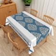 thumbnail image 3 of Nanqianyi Vintage Blue Damask Floral Rectangle Tablecloth,84x60 Inch,Waterproof Oilproof Machine Washable Table Cover, 3 of 5
