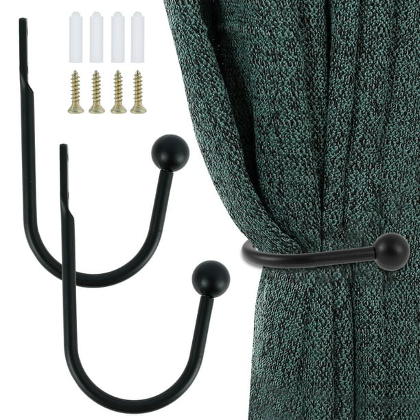 Fyrome 2 Pack U Shaped Metal Curtain Holdbacks Wall Mounted Curtain