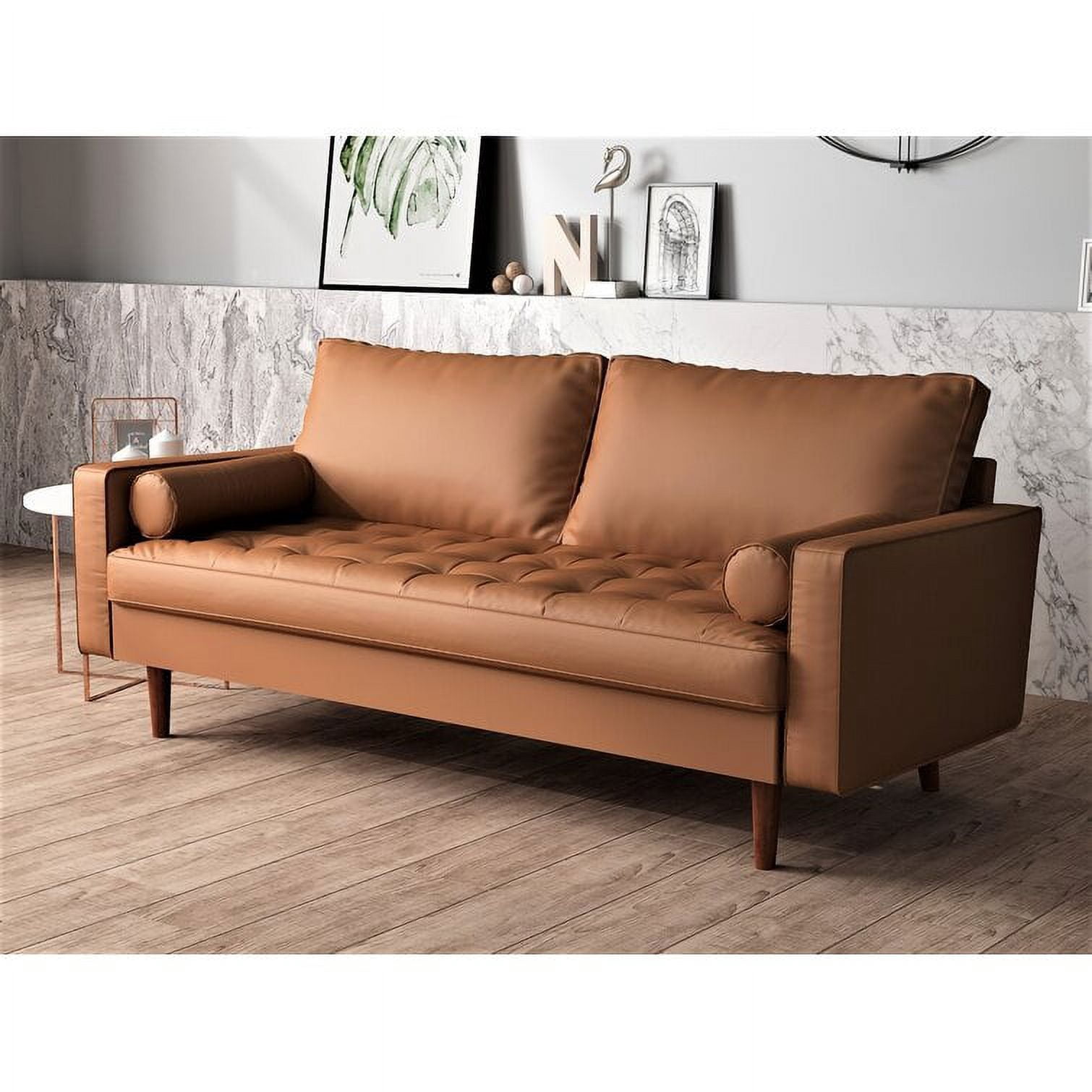 Darby 69.7'' Faux Leather Square Arm Sofa