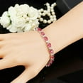 thumbnail image 6 of Silver Plated Pink Cubic Zircon CZ Oval Women Charm Chain Link Bangle Bracelets, 6 of 9