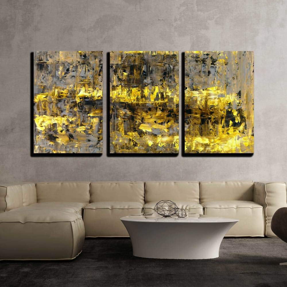 Wall26 3 Piece Canvas Wall Art - Brown and Yellow Abstract Art Painting ...