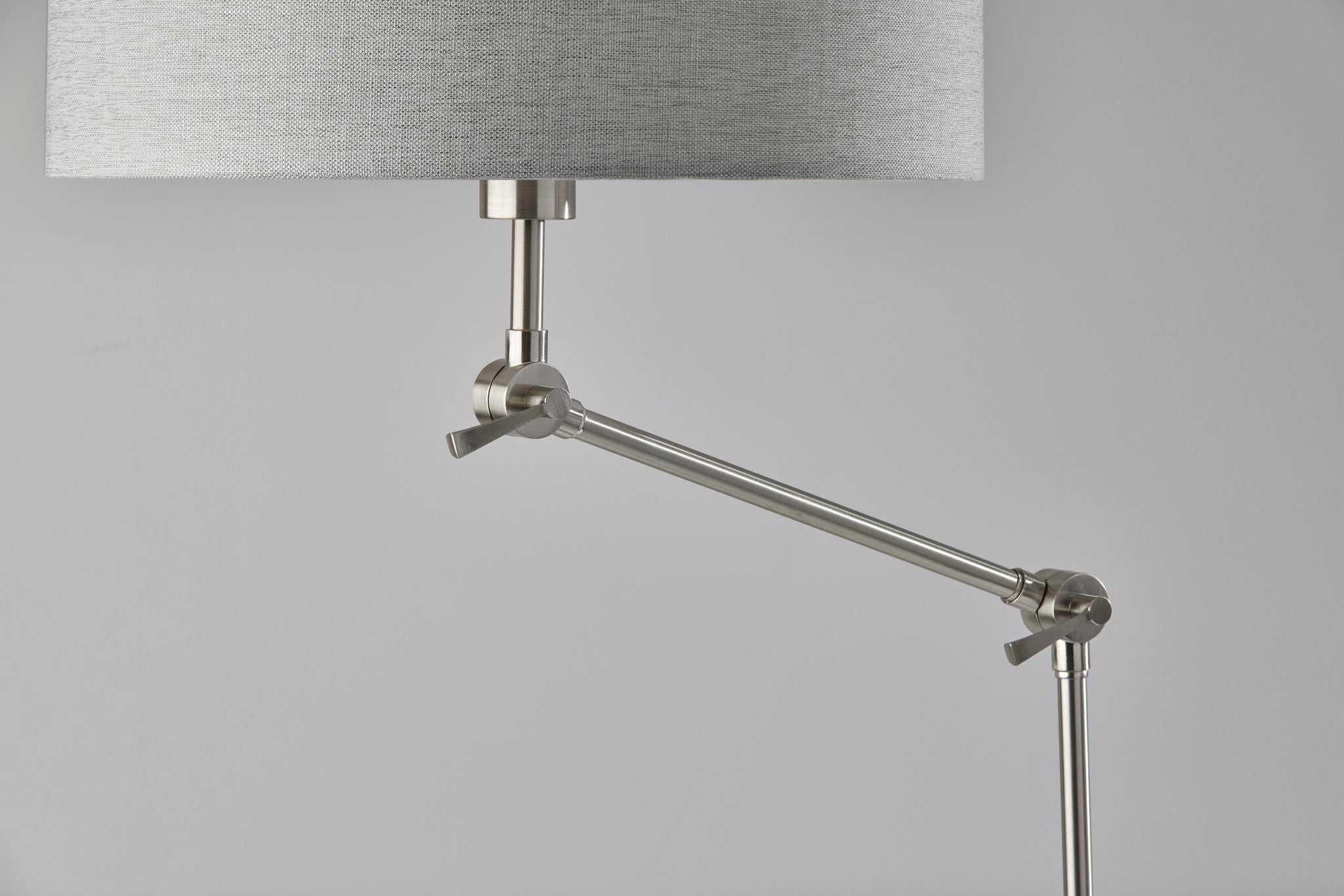 Adesso Willard 24.8" Traditional Adjustable Height Brushed Steel Arc Lamps Floor Lamp with Brushed Steel Shades