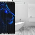 thumbnail image 2 of Shower Curtain, Blue Fire Lion Waterproof Fabric Plastic Shower Curtain, Drying Fast Bathroom Curtain with 9 Buttonholes, Ruffle Shower Curtain 60x72in, 2 of 8