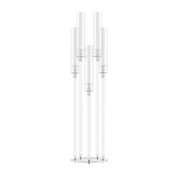 4 Pcs Acrylic Candelabra Centerpieces, 5-Arm Clear Candlestick Holders with Shades, Adjustable Height LED Candle Holders for Home Dining, Thanksgiving, Christmas