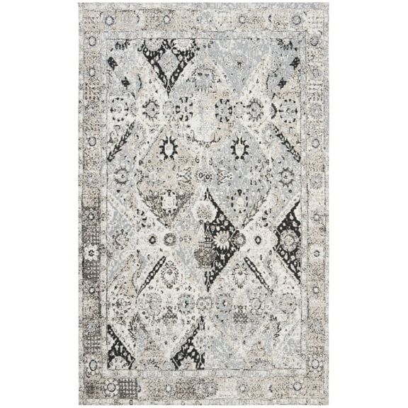 SAFAVIEH Classic Vintage Tara Floral Bordered Area Rug, Ivory/Silver, 4' x 6'
