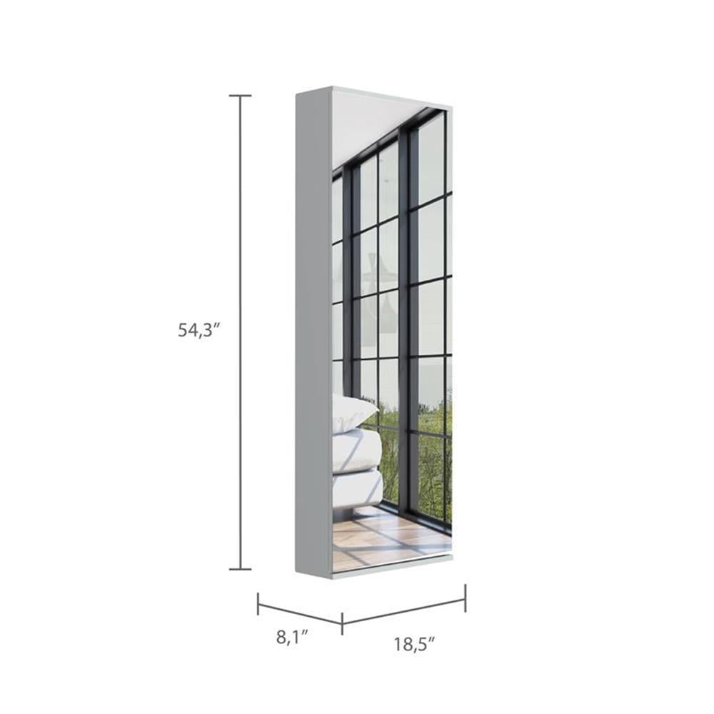 Pemberley Row Engineered Wood White Shoe Rack Wall Mounted Mirrored 18.1" W x 8.1" D x 54.3" H Unassembled