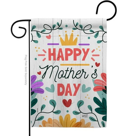 Angeleno Heritage G135375-BO 13 x 18.5 in. Queen Mom Garden Flag with Family Mothers Day Double-Sided Decorative Vertical House Decoration Banner Yard Gift