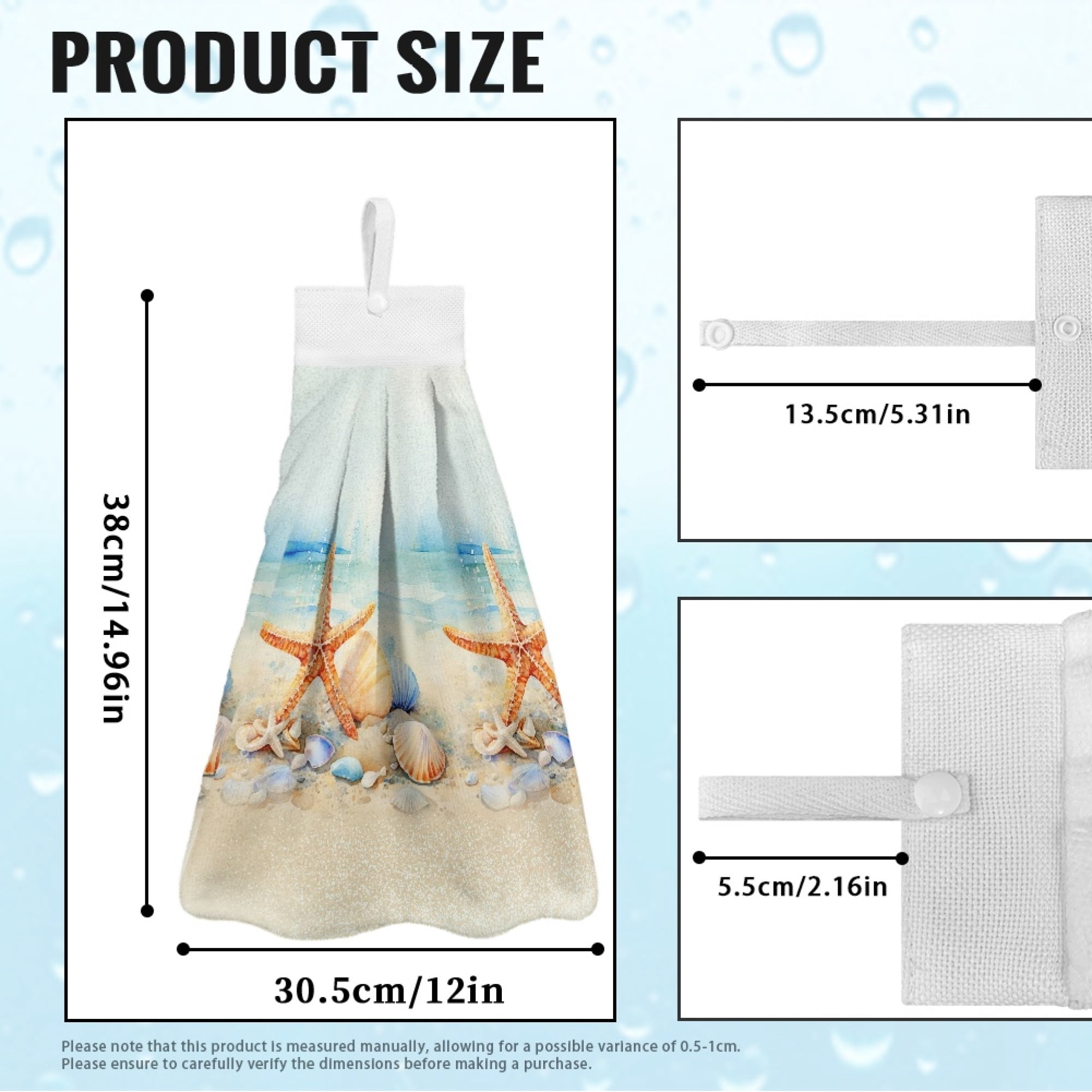 SEANATIVE Starfish Hanging Hand Towels for Bathroom Set of 3 Seaside Hand Drying Towels with Hanging Loop Fast Drying Hang Towel for Dining Room Laundry Room Decor