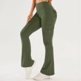 thumbnail image 5 of Rexolia Women’s High Waisted Flare Leggings with 4 Pockets Cargo Bootcut Pants Army Green L, 5 of 5