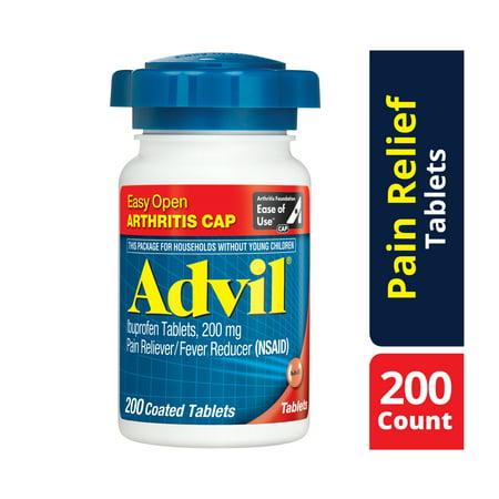 Advil Easy Open Cap (200 Count) Pain Reliever / Fever Reducer Coated Tablet, 200mg Ibuprofen, Temporary Pain (Best Otc Pain Reliever For Dogs)