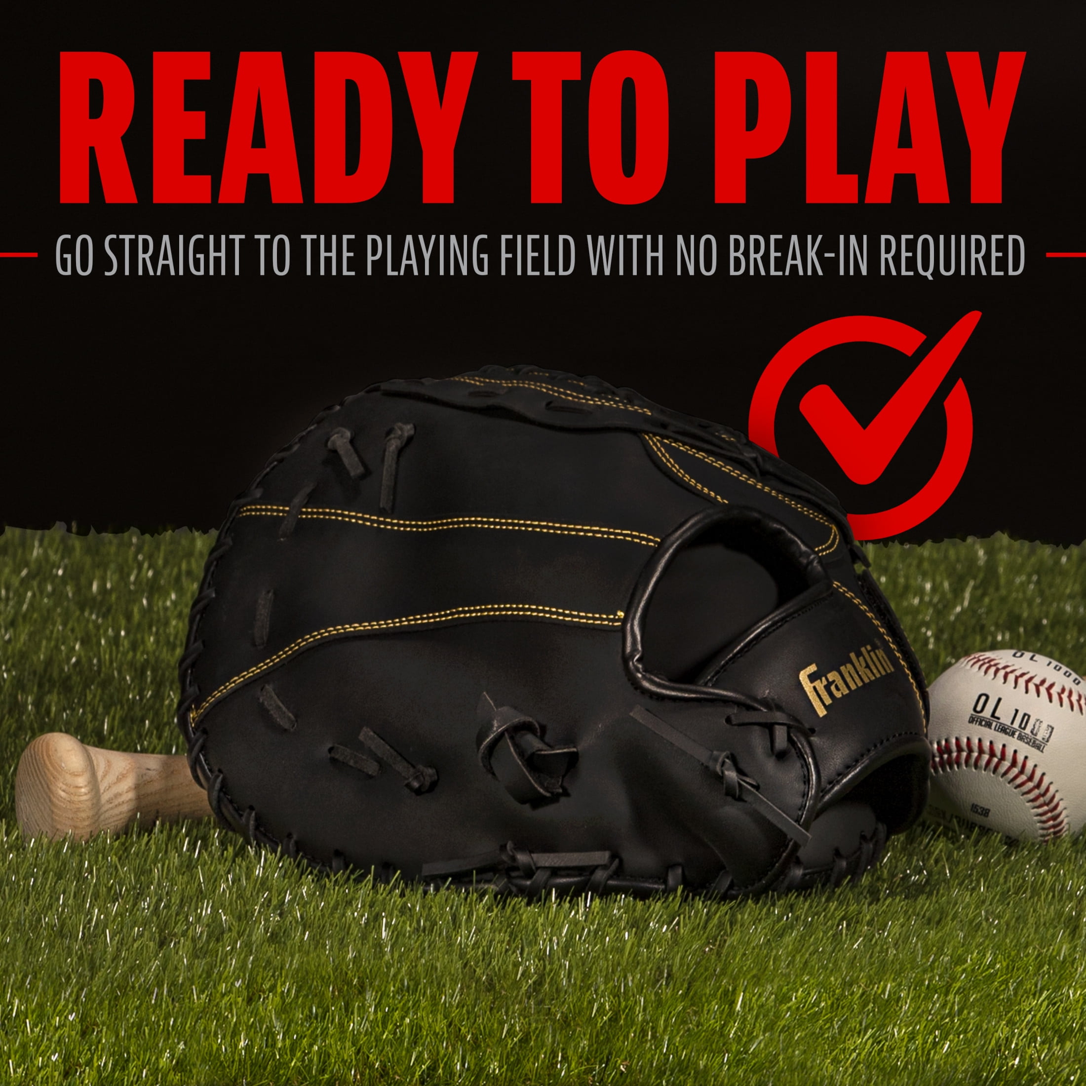 Franklin Sports Field Master Adult 12.5 in Softball, Baseball, Teeball First Basemen's Glove Right Hand Throw