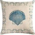thumbnail image 4 of 4Pack Vintage Sea Theme Pillow Covers Coastal Beach with Couch &Starfish& Shell Cushion Cover Navigation Sailing Cotton Linen Decorative Pillowcases 18”×18” for Sofa Couch Porch (Shell), 4 of 6
