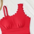 thumbnail image 5 of NMMUED One Shoulder One Piece Swimsuit Women Scalloped Bathing Suit Cutout 1 Piece Slimming Full Coverage Swim Suit Red XXL, 5 of 7