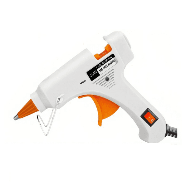 Pistola De Silicon Caliente Eléctrica De 20w Con 30 Barras Lab.G, Blanca con Naranja