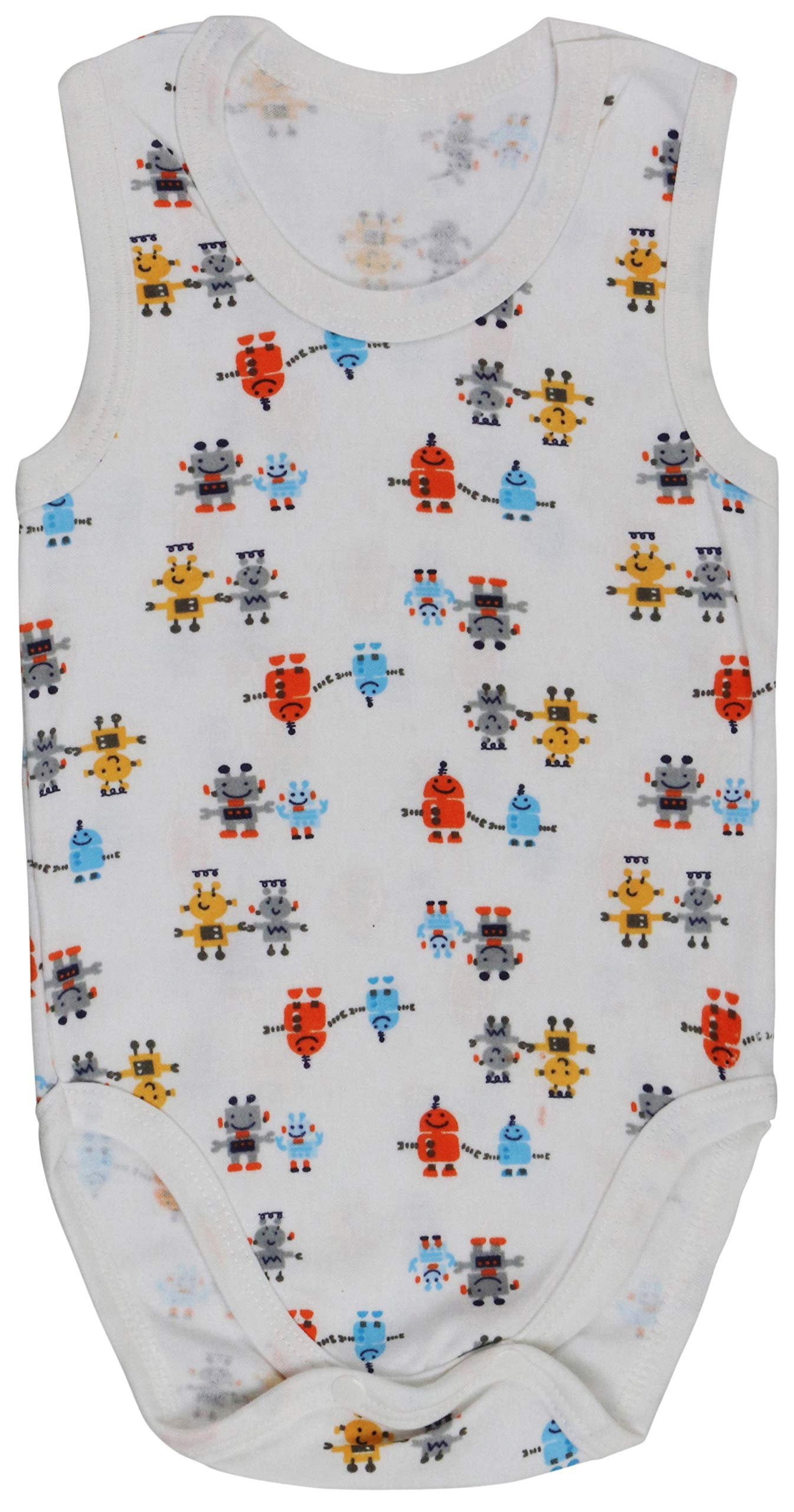 ToBeInStyle Boy's Pack of 4 Ultra-Soft Cotton Baby Tank Top Bodysuits - Animals - 0-3 Months Old