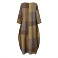 thumbnail image 4 of ZANZEA Women Loose Half Sleeve Plaid Printed Vintage Long Dress, 4 of 4