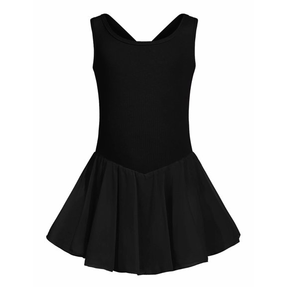 Arshiner Kid Girls Hollow Back Ballet Leotard with Skirt Sleeveless Dance Dresses