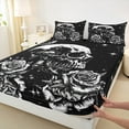 thumbnail image 3 of Manfei Adult Gothic Skeleton Full Size Sheets, Black White Bed Sheets, Romantic Flower Floral Sheet Sets, Breathable Home Decor, 4pcs, 3 of 7