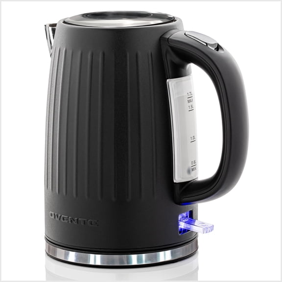 OVENTE Electric Kettle, 1.7L Stainless Steel Fast Boiling Water Heater with 1750W Power, BPA Free & Cordless Body, Auto Shut-Off, Boil-Dry Protection, Indicator Light & Removable Filter, Black KS711B
