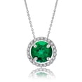 thumbnail image 1 of JeenMata Collar con Colgante de Halo con Piedra Natal de Mayo, Esmeralda, Corte Redondo, Solitario de 1,25 Quilates, Chapado en Oro Blanco, para Adultos y Mujeres, 1 of 5