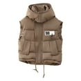 thumbnail image 4 of LRen Boys Down Vest Winter Warm Lined Sleeveless Jacket Insulated Padded Outerwear For Youth And Kids,6-7 Years,Z7-Khaki, 4 of 5