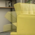 thumbnail image 4 of Futon Sofa Bed with Adjustable Backrest, Convertible Couch Bed with Wide Armrests, Modern Sleeper Sofa with Solid Wood legs, for Living Room, Apartment, Yellow, 4 of 9
