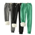 thumbnail image 2 of 3 Pack Fashion Sweatpants For Women Blocked Velvet Loose Casual Color Home Tight Leg Sports Green Jogger Sweatpants (L), 2 of 8