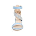 thumbnail image 5 of BLISSFUL STEP Women's Shoes Rhinestones Chunky Heel Faux Suede Open Toe Ankle Strap Buckle Sandals Sky Blue 10, 5 of 7