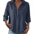 thumbnail image 5 of Collared Casual Blouses, Casual Short Sleeve Blouse Plus Size Shirt Cotton Linen Short Sleeve Shirt Business Casual Outfits Short Sleeve Button Down Shirts Yoga Shirt Basic Solid, 5 of 6