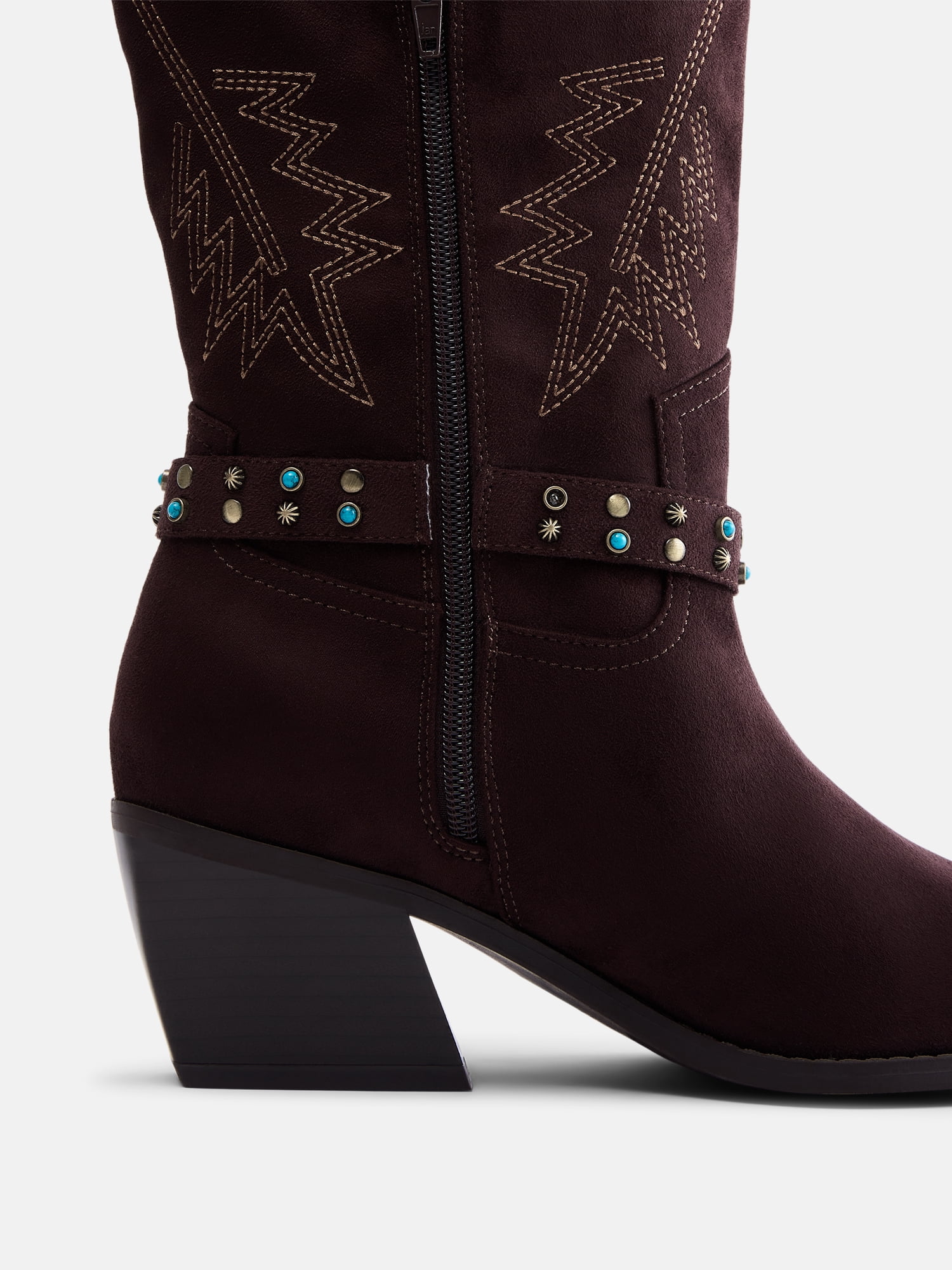 Madden NYC Women's Faux Suede Western Buckle Boots