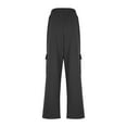 thumbnail image 4 of HAiming Women High Waisted Drawstring Wide Leg Cargo Pants Trendy Casual Solid Color Pants with Pockets, 4 of 7