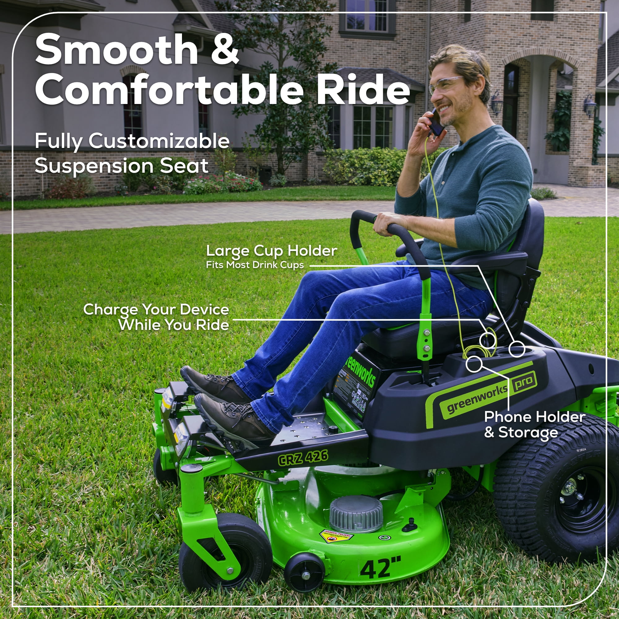 Greenworks 60V 42” Cordless Battery Crossover-Z Zero Turn Riding