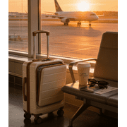 20Inch Carry On Luggage, Hardside Front Opening Spinner Suitcase for Travel, White Brown