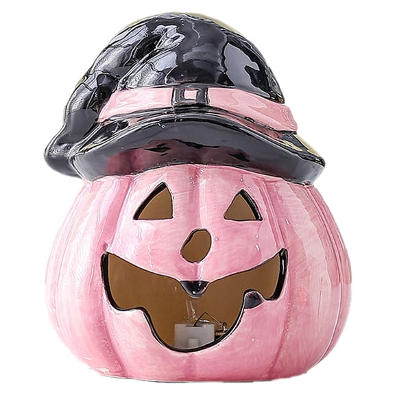 SUSHANG Halloween Creative Ceramic Pumpkin Night Light - Hollow LED Luminous Atmosphere Decor for Indoor Outdoor Party, Funny Holiday Activity Props, Gift Idea