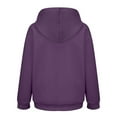thumbnail image 5 of Women's Solid Color Pullover Hoodie with Drawstring and Side Pockets, French Terry Casual Streetwear Sweatshirt for Lounge Comfort, Daily Wear and Outdoor Activities Purple M, 5 of 9