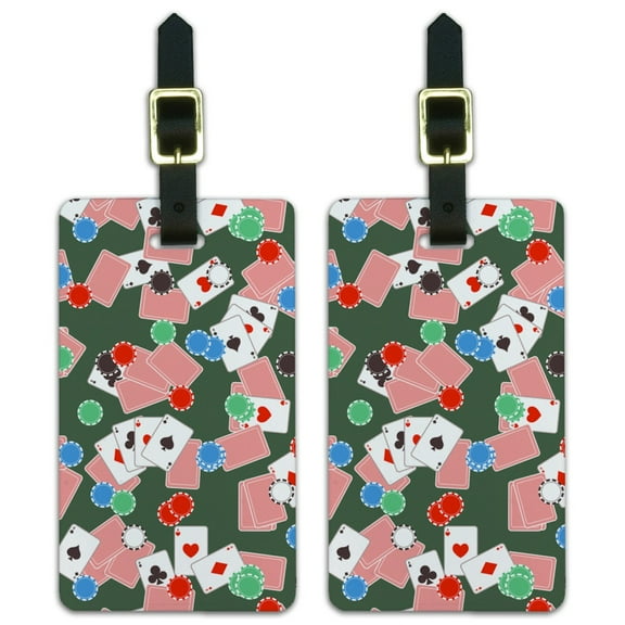 Poker Chips and Ace Cards Pattern Luggage ID Tags Suitcase Carry-On Cards - Set of 2