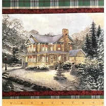 1 Yard - Victorian Christmas Green & Red Plaid Double Border Broadcloth Cotton Duck Upholstery Fabric (Great for Quilting, Sewing, Craft Projects, Throw Pillows & More) 1 Yard X 60" Wide