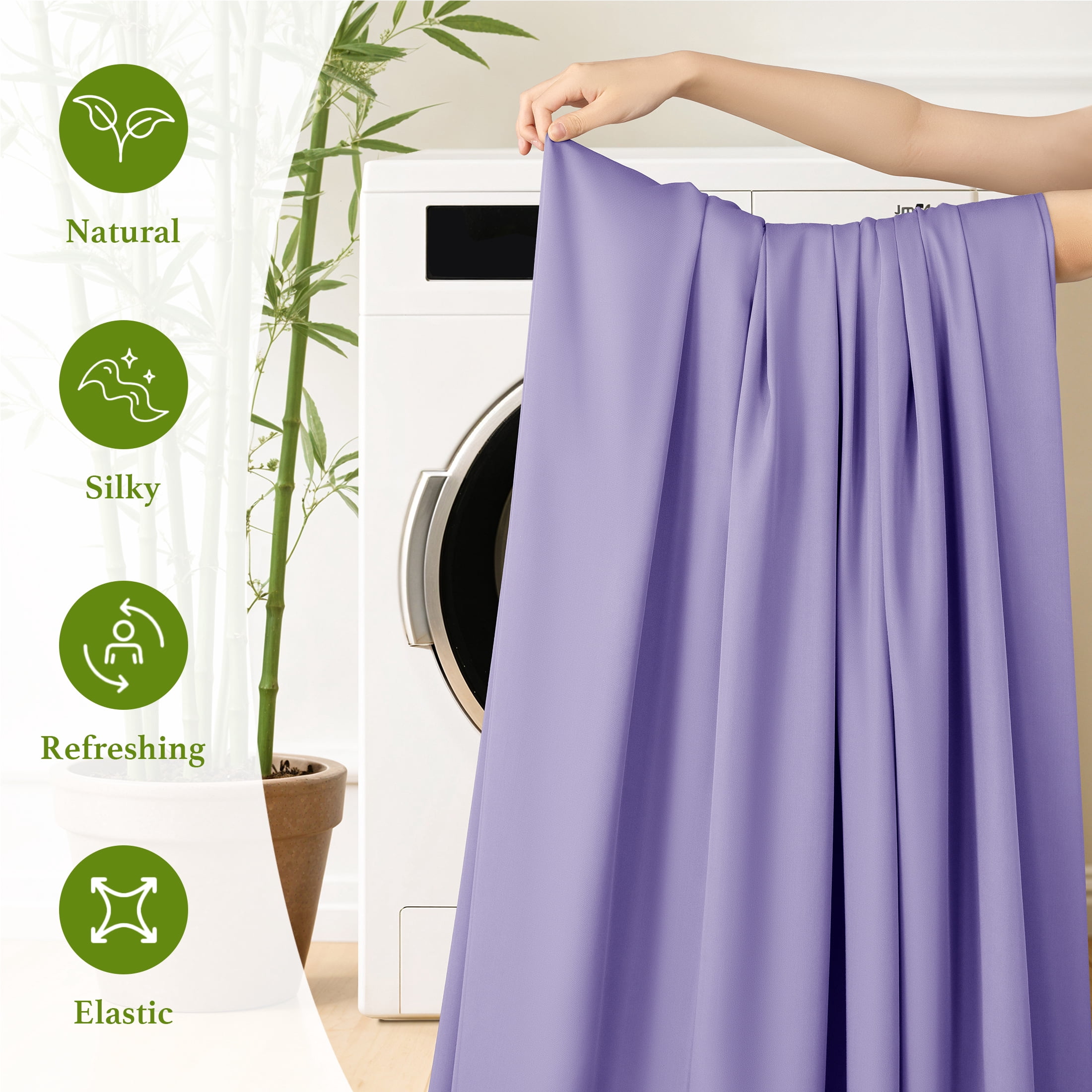 Baauye Cozy Bamboo Sheets Set, 4-Piece Queen Sheet Set with 16" Deep Pockets, Soft and Breathable Bed Sheets, Lavender