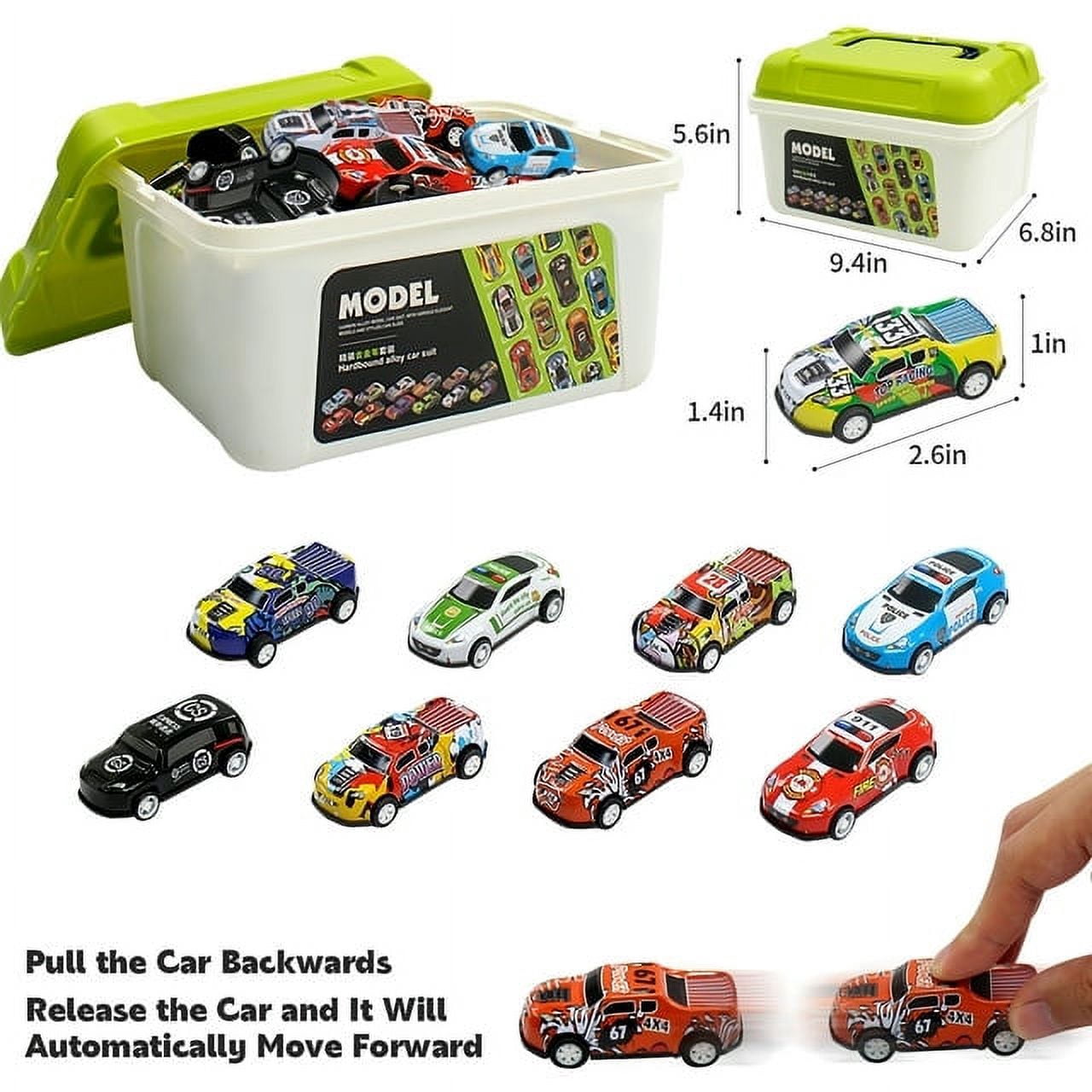 30 Pack Diecast Pull Back Toy Cars with Storage Box, Friction Powered Baby Toy Race Cars Vehicles Party Favor Pinata Fillers Stocking Stuffers Birthday Gifts for Boys Girl Toddlers 2-5 Years Old