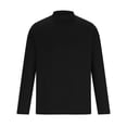 thumbnail image 4 of Men's Casual Long Sleeve Buttons Turtleneck Tops Pleated Pullover Cotton Shirts Slim Muscle Solid Color Blouses Black,S, 4 of 6