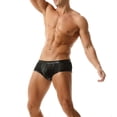 thumbnail image 4 of khonts,Men's Sexy Boxer Briefs Low Rise Metallic Underwear Pouch Trunks Breathable Mesh Underpants Black M, 4 of 4