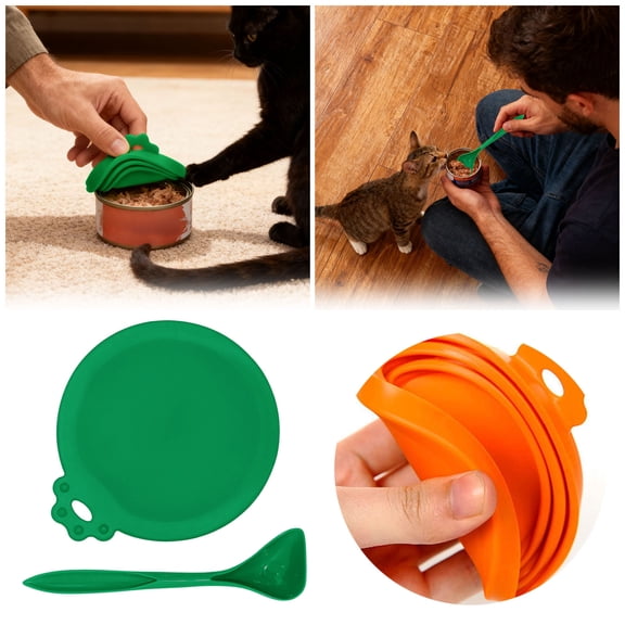 Pet Food Can Covers Lids Silicone Airtight Seal for Food Storage Reusable Standard Size Cat and Dog Use Washable Can Cover with 8 Styles Kitchen Organizer