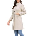 thumbnail image 4 of INSPIRE CHIC Stand Collar for Women  Mid-Long Button-Down Winter Overcoat S Apricot, 4 of 6