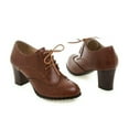 thumbnail image 4 of Mepaouo Women's Ankle Boots Lace-up Round Toe Low Heel Dress Booties Comfortable Formal Work Shoes, 4 of 6