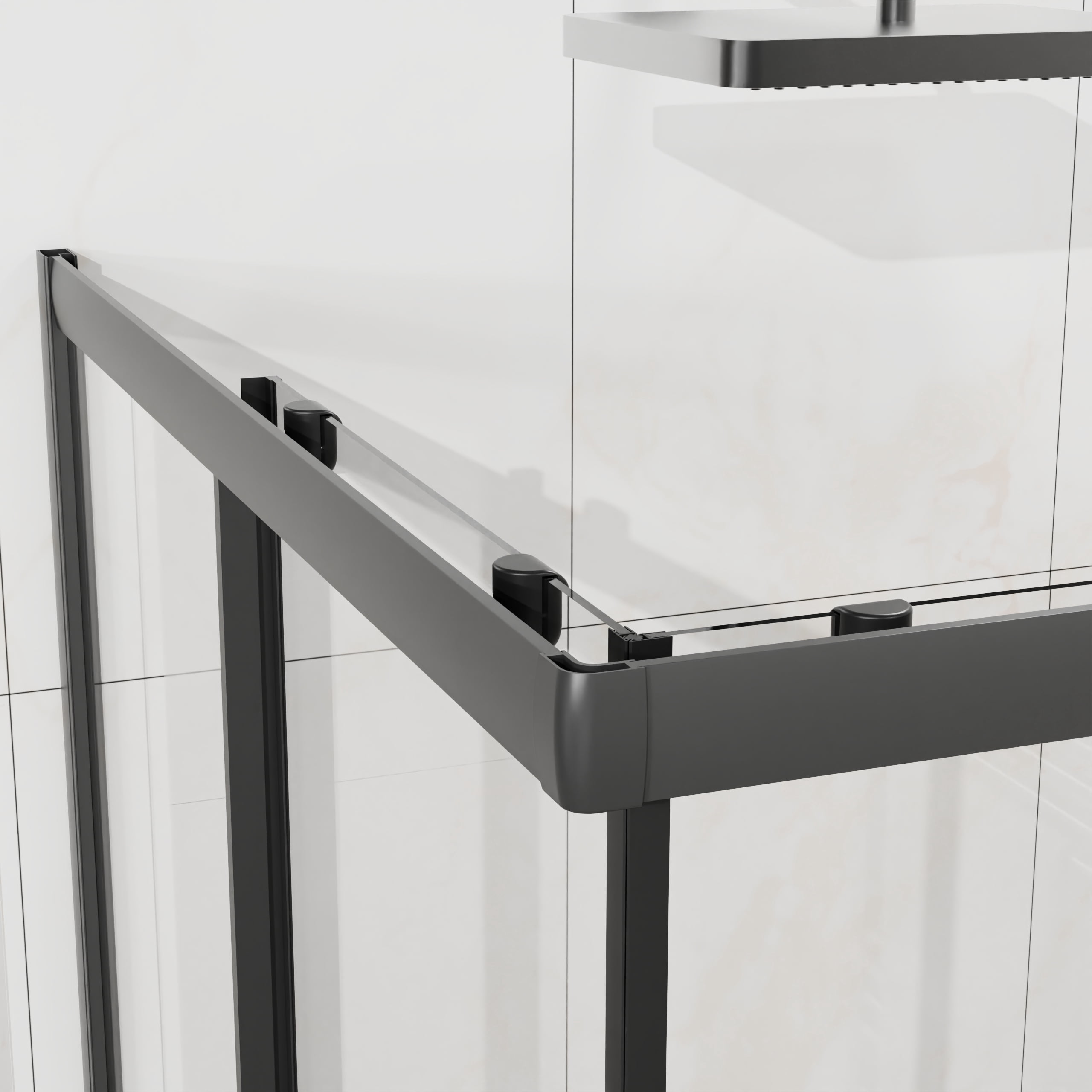 Corner Shower Door, Shower Enclosure with 1/5 in. Clear Tempered Glass Panels, Sliding Opening, 36 in.D x 36 in. W x 72 in. H