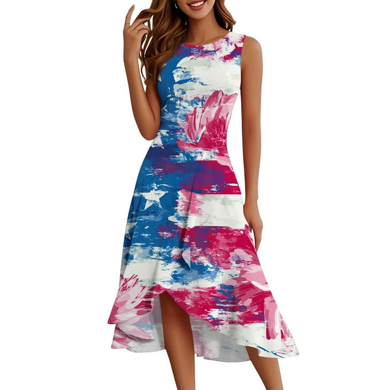 4Th Of July Dress, Casual Cotton Sleeveless Round Neck American Flag Ruffle Flowy Long Tank Renaissance Dress Mens Coat Dusty Blue Bridesmaid Dresses For Women Casual Dresses (S, Hot Pink) ZMTing - 4Th Of July Dress, Casual Cotton Sleeveless Round Neck American Flag Ruffle Flowy Long Tank Renaissance Dress Mens Coat Dusty Blue Bridesmaid Dresses For Women Casual Dresses (S, Hot Pink) ZMTing -