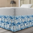 thumbnail image 1 of Northwoods Bed Skirt, Snowy Mountains and Fir Forest Winter Adventure Pastoral Landscape, Elastic Bedskirt Dust Ruffle Wrap Around for Bedding Decor, 4 Sizes, Blue Baby Blue White, by Ambesonne, 1 of 2