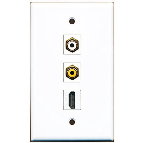 RiteAV - 1 Port HDMI and 1 Port RCA White and 1 Port RCA Yellow Wall Plate